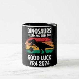 Dinosaurier genannt Funny Asteroid 2024 YR4 Zweifarbige Tasse