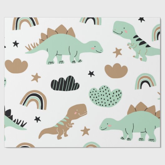 Dinosaurier Geschenkpapier (Flach)