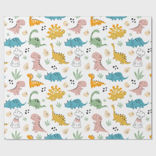 Dinosaurier Geschenkpapier (Flach)
