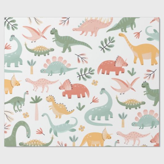 Dinosaurier Geschenkpapier (Flach)