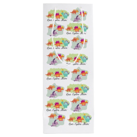 Dinosaurier Geschenktüte Für Weinflaschen (Rückseite)