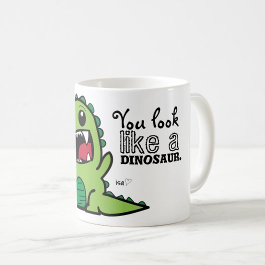 Dinosaurier-Gesicht Kaffeetasse (VorderseiteRechts)