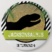 Dinosaurier gestreift Geburtstag Button (Vorderseite)