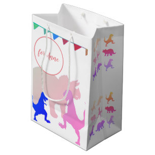 Dinosaurier Girl Boy Party Flags Custom Mittlere Geschenktüte