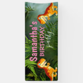 Dinosaurier Girl Pink Banner (Vertikal)