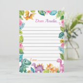 Dinosaurier Girl Time Capsule Note Card Dankeskarte (Stehend Vorderseite)