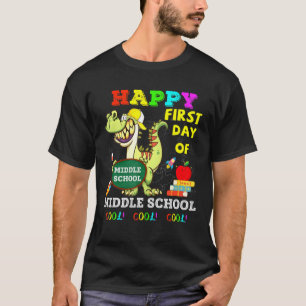 Dinosaurier glücklicher erster Tag der Mittelschul T-Shirt