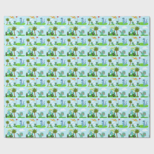 Dinosaurier Golf Kindermuster Geschenkpapier (Flach)