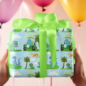 Dinosaurier Golf Kindermuster Geschenkpapier