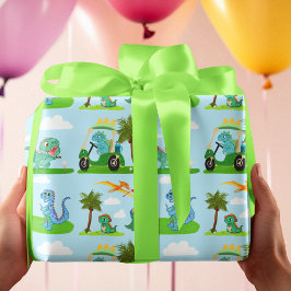 Dinosaurier Golf Kindermuster Geschenkpapier