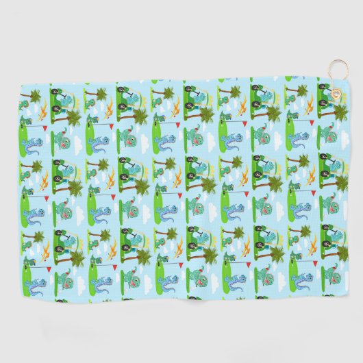 Dinosaurier Golf Kindermuster Golfhandtuch (Horizontal)