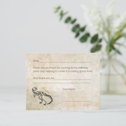 Dinosaurier-Grabungs-danken versteinertes Dankeskarte (Stehend Vorderseite)