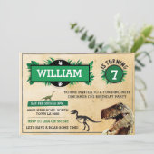 Dinosaurier-Grabungs-Geburtstags-Party Einladung (Stehend Vorderseite)