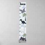 Dinosaurier Gray/Blue Growth Chart Behielt auf 8x4 Poster (Vorne)