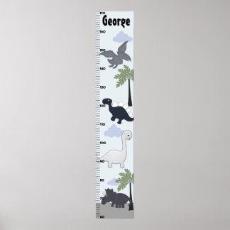 Dinosaurier Gray/Blue Growth Chart Behielt auf 8x4 Poster