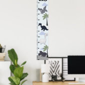 Dinosaurier Gray/Blue Growth Chart Behielt auf 8x4 Poster (Heimbüro)
