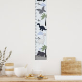 Dinosaurier Gray/Blue Growth Chart Behielt auf 8x4 Poster (Küche)