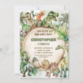 Dinosaurier Greenery Dino-mite Birthday Party Einladung (Vorderseite)