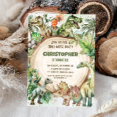 Dinosaurier Greenery Dino-mite Birthday Party Einladung