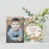 Dinosaurier Greenery Dino-mite Birthday Party Foto Dankeskarte (Stehend Vorderseite)