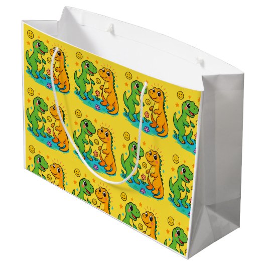 Dinosaurier Große Geschenktüte (Rückseite Schrägansicht)