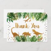 Dinosaurier-Grün u. Goldgeburtstag danken Ihnen Dankeskarte (Vorne/Hinten)