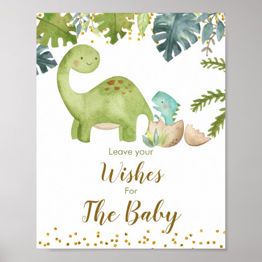 Dinosaurier Grünpflanzen Blumenwünsche für Babysig Poster (Vorne)