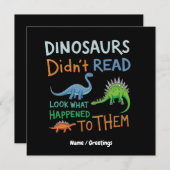 Dinosaurier haben Bücher nicht gelesen und schauen Einladung (Vorne/Hinten)