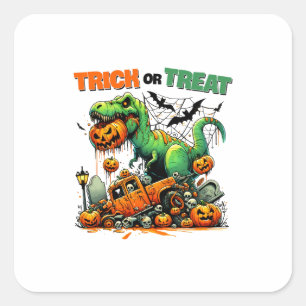 Dinosaurier Halloween Trick oder Treat Baby Bibs Quadratischer Aufkleber