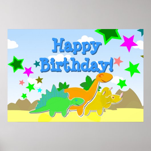 Dinosaurier Happy Birthday Poster (Vorne)