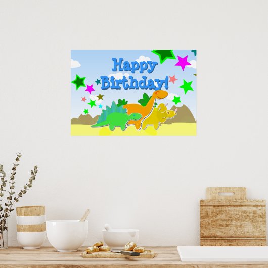 Dinosaurier Happy Birthday Poster (Küche)