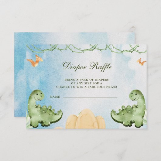 Dinosaurier Hatching Bald Baby Duwer Diapper Raffl Begleitkarte (Vorne/Hinten)