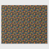 Dinosaurier - Herbstfarben Umriss Schwarz Hintergr Geschenkpapier (Flach)