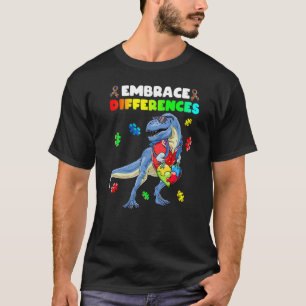 Dinosaurier-Herz-Puzzleteil Autismus-Bewusstsein J T-Shirt