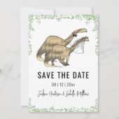 Dinosaurier Hochzeit Grün Save The Date (Vorderseite)