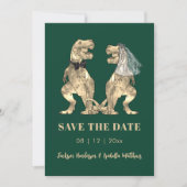 Dinosaurier Hochzeit Grün Save The Date (Vorderseite)