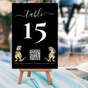 Dinosaurier Hochzeit Schwarz & Weiß QR-Code für Fo Tischnummer