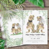 Dinosaurier-Hochzeit T-Rex-Braut und Bräutigam