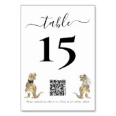 Dinosaurier Hochzeitschwarz-Weiß-QR-Code für Fotos Tischnummer (Rückseite)