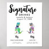 Dinosaurier Hochzeitspass und Unterschrift für den Poster (Vorne)