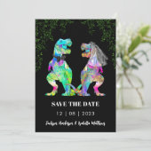 Dinosaurier Hochzeitsthema Save The Date (Stehend Vorderseite)