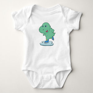 Dinosaurier Ice Skaten Ice Skate Baby Strampler