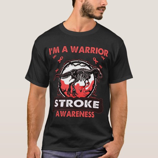 Dinosaurier Ich bin ein Krieger-STROKE-Bewusstsein T-Shirt (Vorderseite)