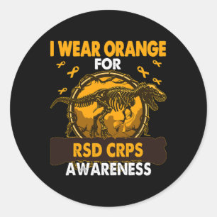 Dinosaurier Ich trage Orange für Rsd Crps Sensibil Runder Aufkleber