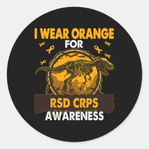 Dinosaurier Ich trage Orange für Rsd Crps Sensibil Runder Aufkleber