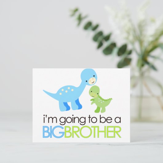 Dinosaurier Ich werde ein großer Bruder sein Postkarte (Stehend Vorderseite)