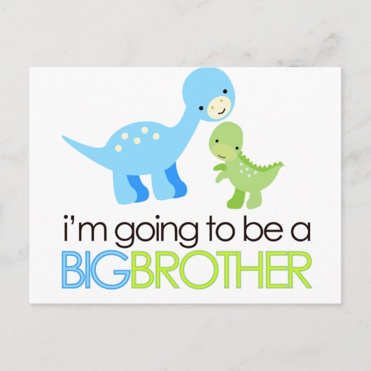 Dinosaurier Ich werde ein großer Bruder sein Postkarte (Vorderseite)