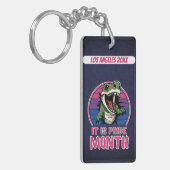 Dinosaurier im Hintergrund der Bisexuellen Flaggen Schlüsselanhänger (Vorderseite links)