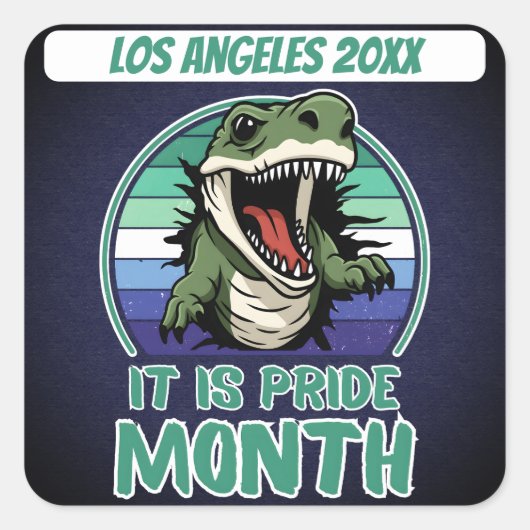 Dinosaurier im Hintergrund der Gay Flag Farben Quadratischer Aufkleber (Vorderseite)