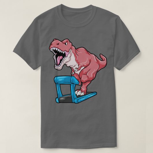 Dinosaurier im Joggen auf Treadmill T-Shirt (Design vorne)